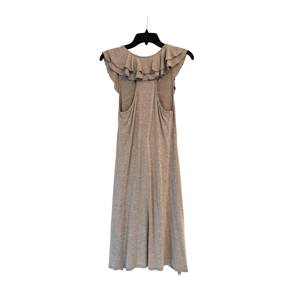 LA Made Gray Ruffle Knit Dress Size M Coastal Quiet Luxury Made USA - Picture 6 of 6